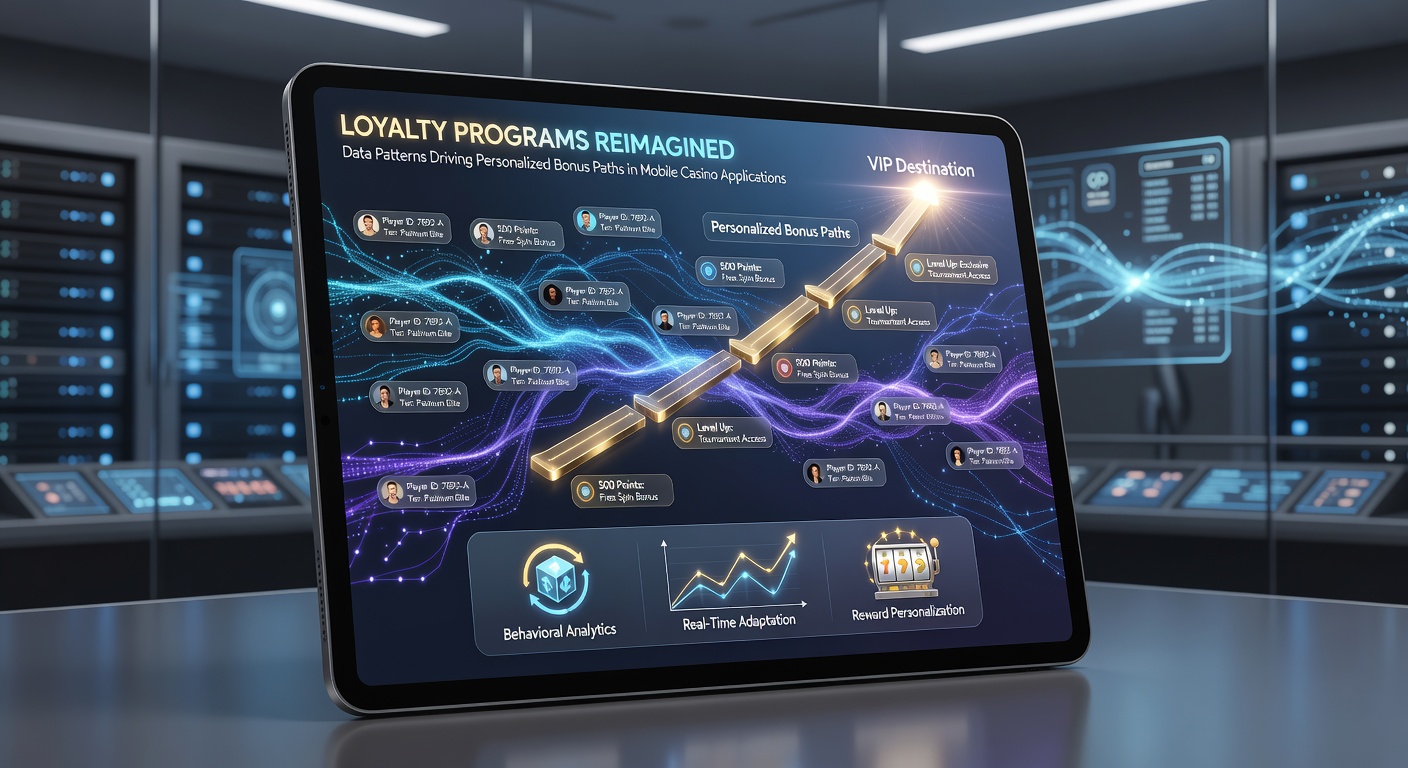 Data visualization dashboard displaying loyalty program analytics and personalized bonus recommendations for casino apps