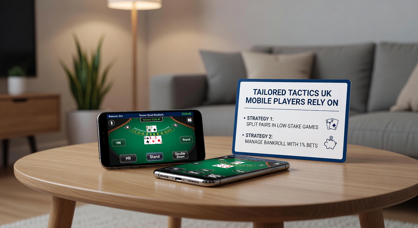 Close-up of fingers executing a split bet in a live mobile blackjack game, with dealer card peeking from a slimmed-down interface on a UK player's device