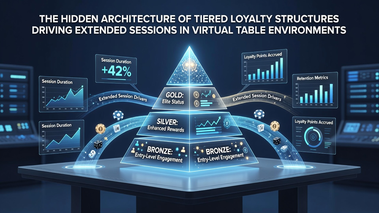 Screenshot of a loyalty dashboard displaying tier progress, points balance, and upcoming rewards in a virtual casino interface